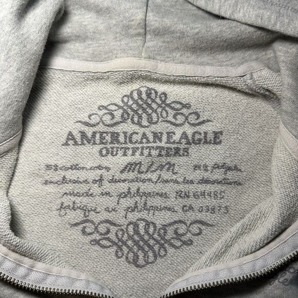 American Eagle Hoodie Women Size M Gray Pullover Preppy Academia AEO Est 77 Y2K - Picture 12 of 14
